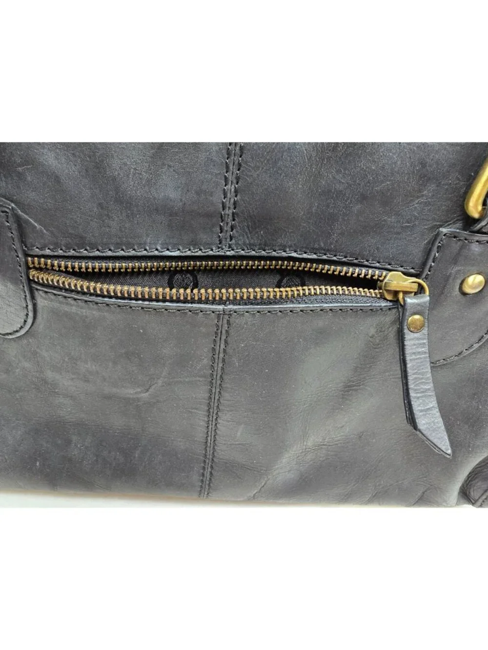 Born Black Leather Handbag With Double Handles & Zipper Closure - Picture 9 of 13